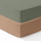 100% Cotton Jersey Fitted Cot Sheet Pack of 2 - Green & Mustard - Soft & Breathable Baby Bedding – Fits 140x70cm & 120x60cm Cots