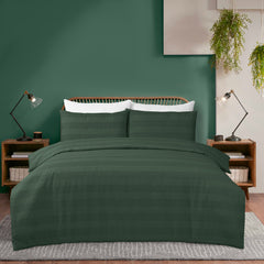 Luxury Waffle Stripe Duvet Cover Set - Soft Polycotton Blend with Button Closure - Stylish & Breathable Bedding in Trendy Colours