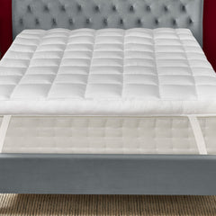 Premium Goose Feather & Down Mattress Topper – Plush 5 Inch Depth with Baffle Box Design & Elasticated Corner Straps – Available in All Sizes