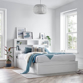 Arizona White Wooden Bookcase Ottoman Storage Bed