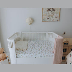 100% Cotton Jersey Fitted Cot Sheet Pack of 2 - Green & Flowers Print - Soft & Breathable Baby Bedding – Fits 140x70cm & 120x60cm Cots