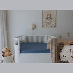 100% Cotton Jersey Fitted Cot Sheet Pack of 2 - Denim Blue & Sky Blue - Soft & Breathable Baby Bedding – Fits 140x70cm & 120x60cm Cots