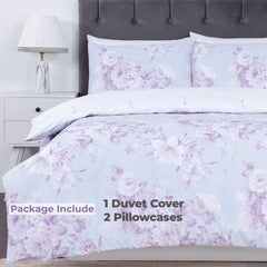 100% Cotton Sateen Printed Duvet Cover Set - 300 Thread Count Luxury Bedding - Ultra Soft & Breathable - Bella Floral