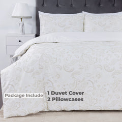 100% Cotton Sateen Printed Duvet Cover Set - 300 Thread Count Luxury Bedding - Ultra Soft & Breathable - 16873