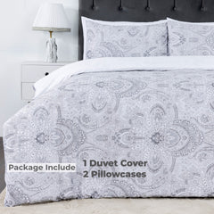 100% Cotton Sateen Printed Duvet Cover Set - 300 Thread Count Luxury Bedding - Ultra Soft & Breathable - 18506