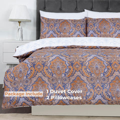 100% Cotton Sateen Printed Duvet Cover Set - 300 Thread Count Luxury Bedding - Ultra Soft & Breathable - 18493