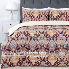 100% Cotton Sateen Printed Duvet Cover Set - 300 Thread Count Luxury Bedding - Ultra Soft & Breathable - 16850