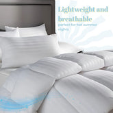 Luxury 7.5 Tog Summer Duvet - Lightweight, Breathable & Hypoallergenic Satin Stripe Quilt