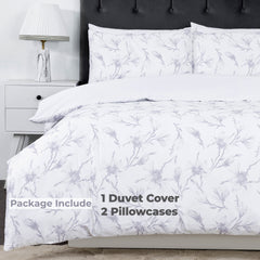 100% Cotton Sateen Printed Duvet Cover Set - 300 Thread Count Luxury Bedding - Ultra Soft & Breathable - 18528