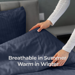 Elegant Dobby Stripe Duvet Cover Set - Soft Polycotton Blend with Button Closure - Luxury Bedding in Different Colors