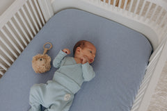 100% Cotton Jersey Fitted Cot Sheet Pack of 2 - Denim Blue & Sky Blue - Soft & Breathable Baby Bedding – Fits 140x70cm & 120x60cm Cots