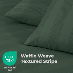 Luxury Waffle Stripe Duvet Cover Set - Soft Polycotton Blend with Button Closure - Stylish & Breathable Bedding in Trendy Colours