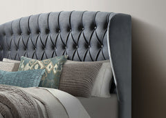 Warwick Grey Velvet Fabric Winged Ottoman Bed