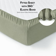 100% Cotton Jersey Fitted Cot Sheet Pack of 2 - Green & Mustard - Soft & Breathable Baby Bedding – Fits 140x70cm & 120x60cm Cots