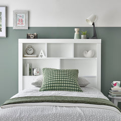 Oscar White Wooden Bookcase Ottoman Storage Bed - 3FT Single