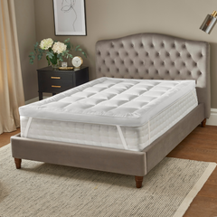 Premium Goose Feather & Down Mattress Topper – Plush 5 Inch Depth with Baffle Box Design & Elasticated Corner Straps – Available in All Sizes