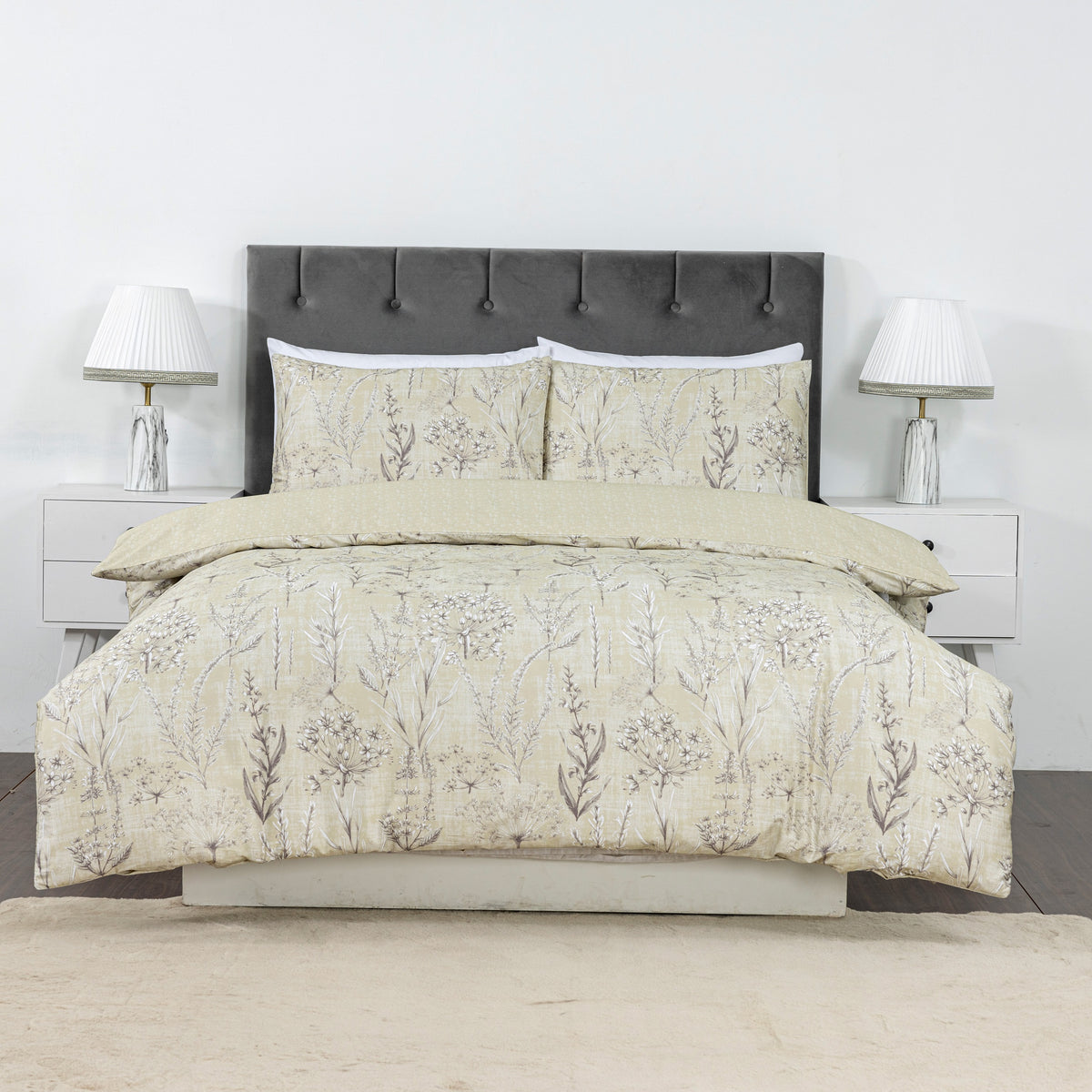 100% Cotton Sateen Printed Duvet Cover Set - 300 Thread Count Luxury Bedding - Ultra Soft & Breathable - 15437