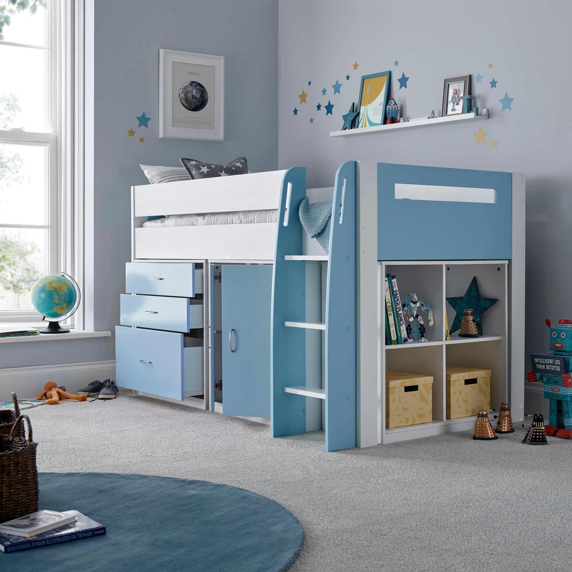 Lacy Wooden Storage Midsleeper Bed Frame - 3ft Single