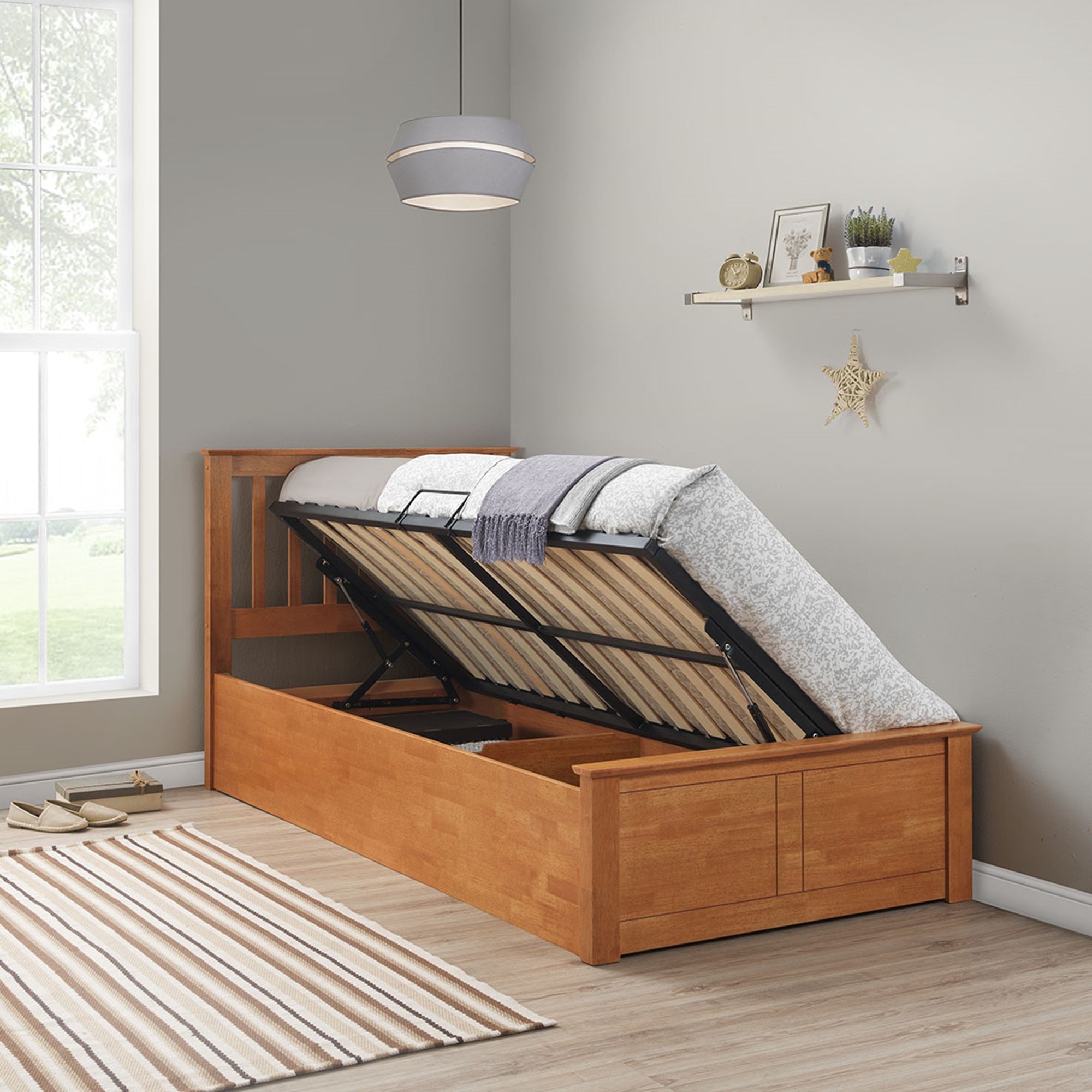 Francis Wooden Ottoman Storage Bed Frame - 3ft Single