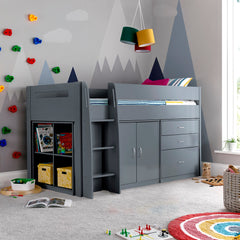 Lacy Wooden Storage Midsleeper Bed Frame - 3ft Single