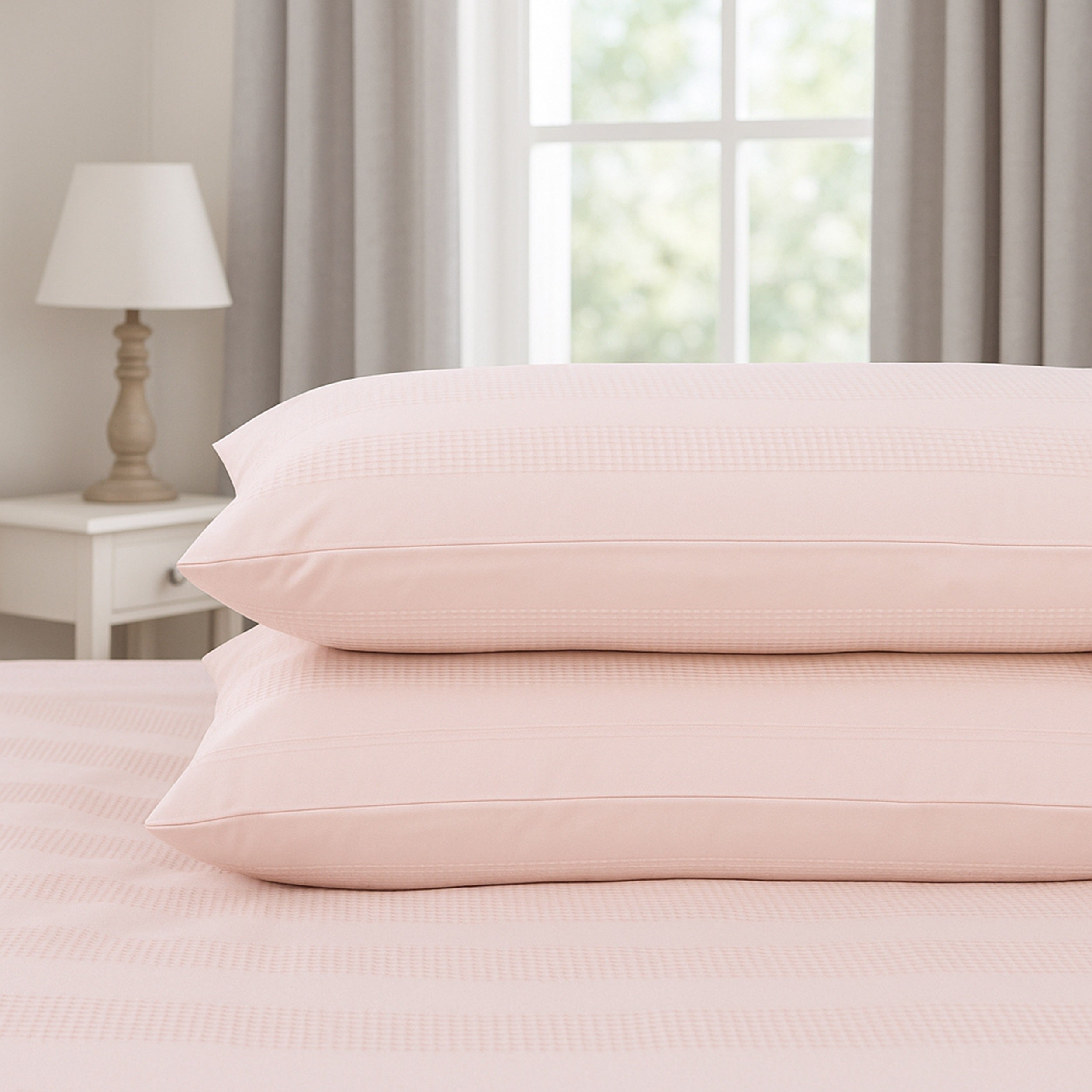 Luxury Waffle Stripe Duvet Cover Set - Soft Polycotton Blend with Button Closure - Stylish & Breathable Bedding in Trendy Colours