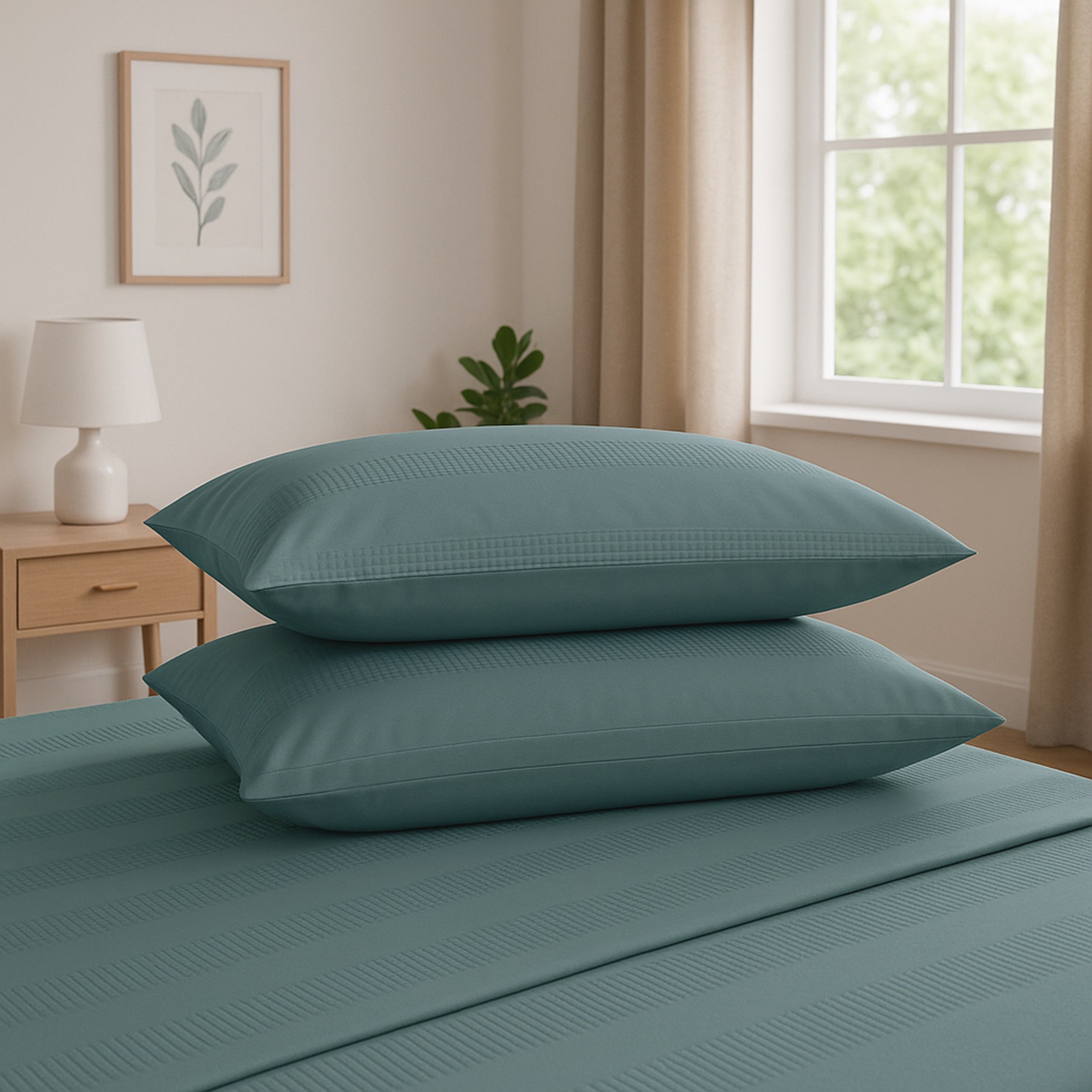 Luxury Waffle Stripe Duvet Cover Set - Soft Polycotton Blend with Button Closure - Stylish & Breathable Bedding in Trendy Colours