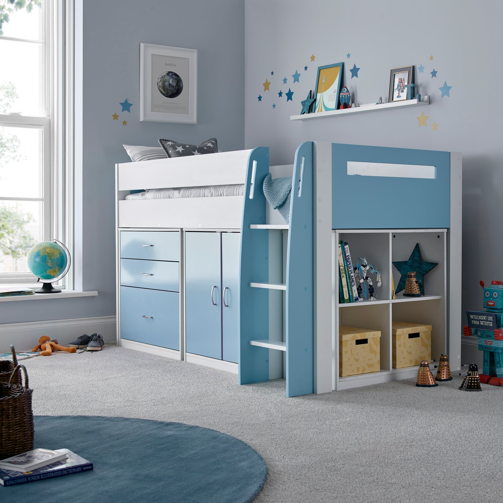 Lacy Wooden Storage Midsleeper Bed Frame - 3ft Single