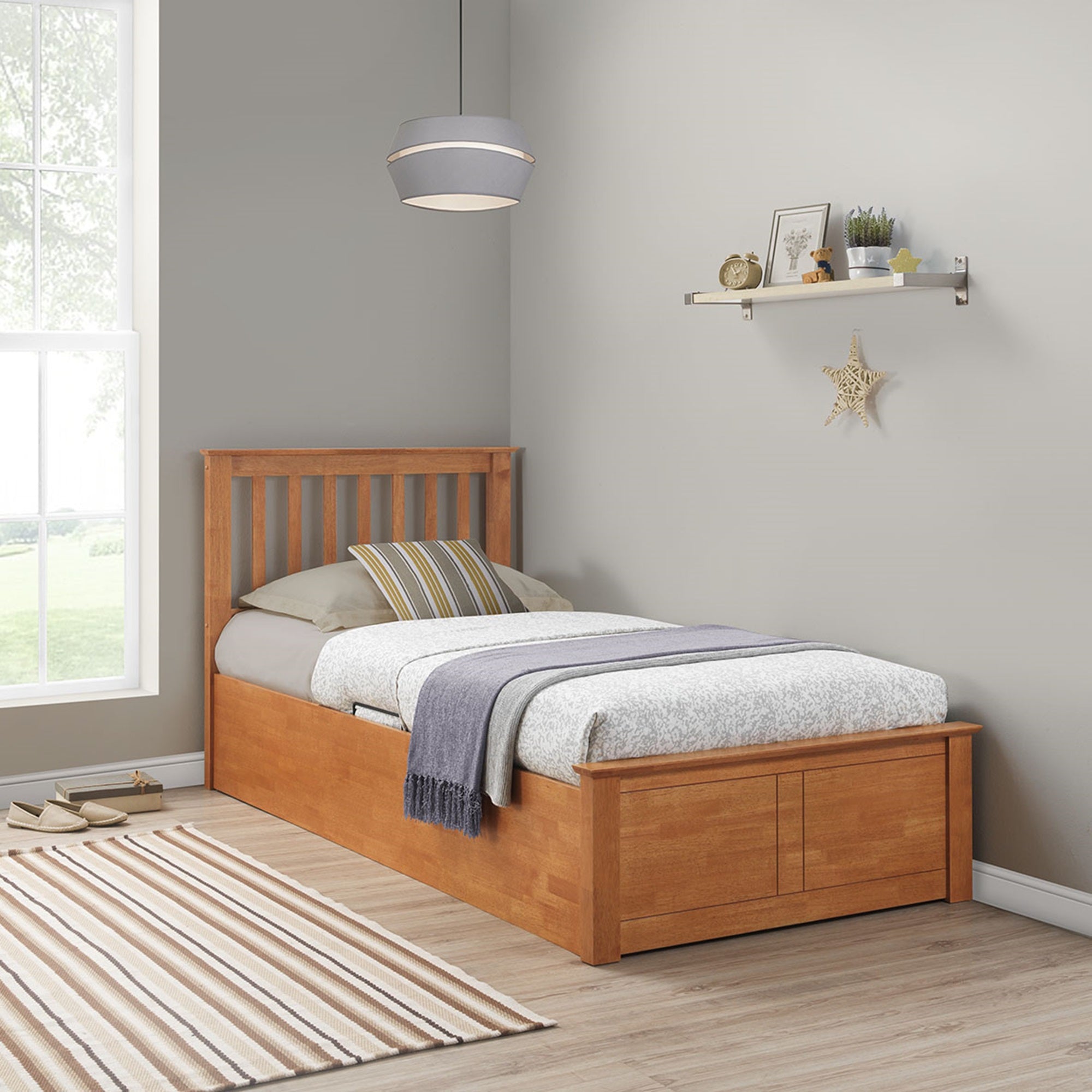 Francis Wooden Ottoman Storage Bed Frame - 3ft Single