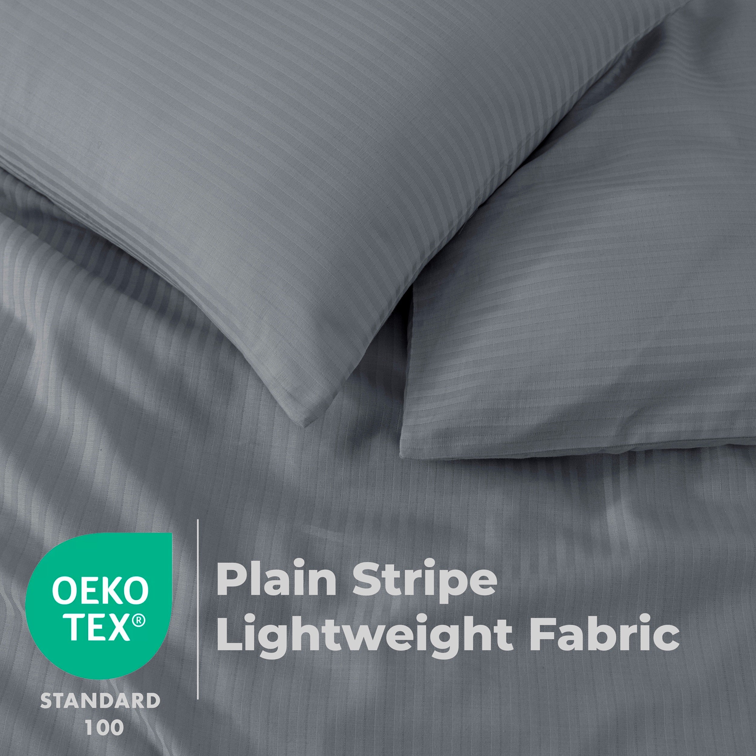 Elegant Dobby Stripe Duvet Cover Set - Soft Polycotton Blend with Button Closure - Luxury Bedding in Different Colors