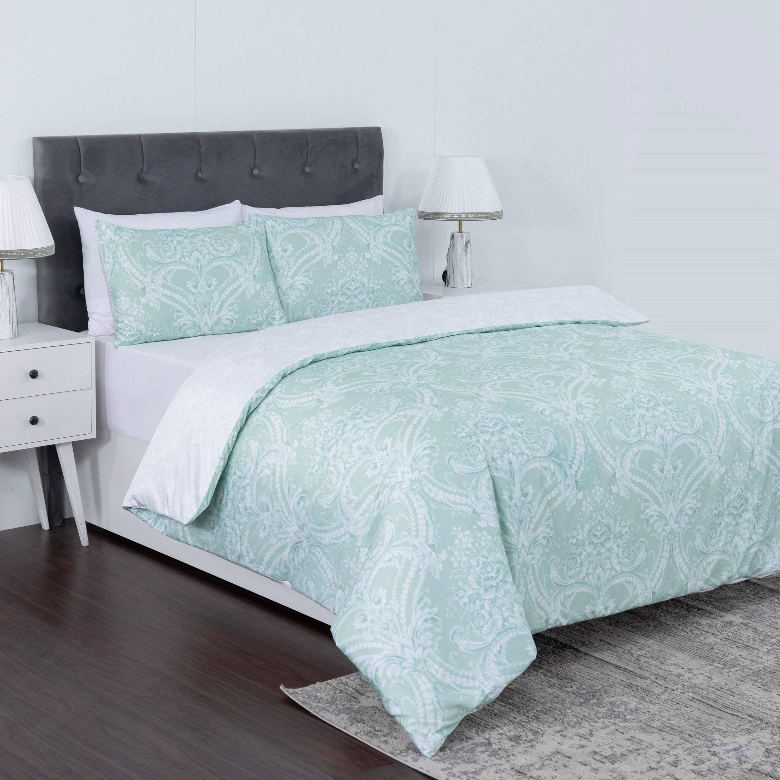 100% Cotton Sateen Printed Duvet Cover Set - 300 Thread Count Luxury Bedding - Ultra Soft & Breathable - 16835