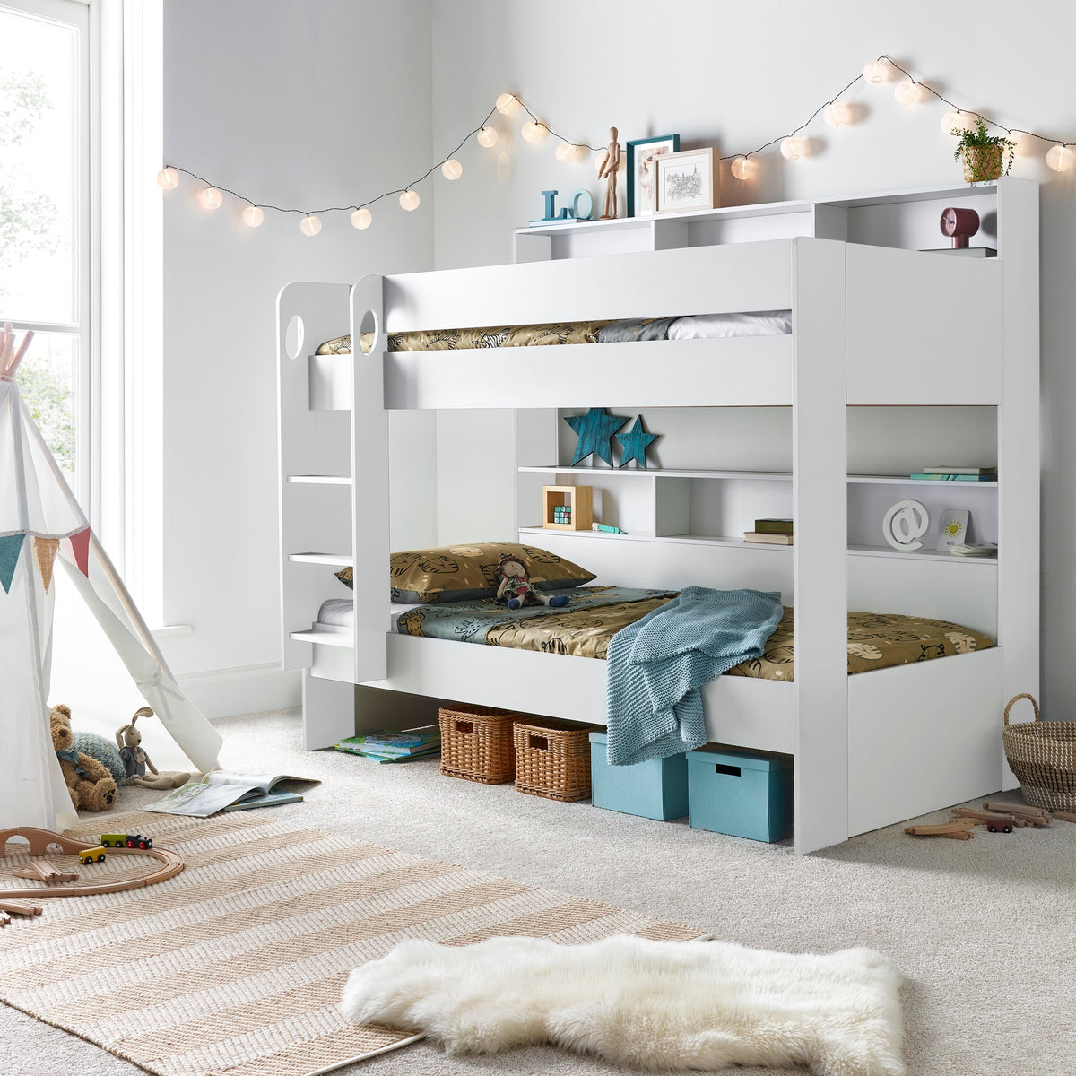 Oliver Wooden Storage Bunk Bed Frame - 3ft Single