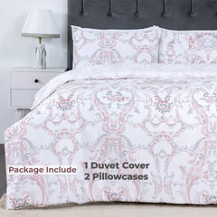 100% Cotton Sateen Printed Duvet Cover Set - 300 Thread Count Luxury Bedding - Ultra Soft & Breathable - 14121