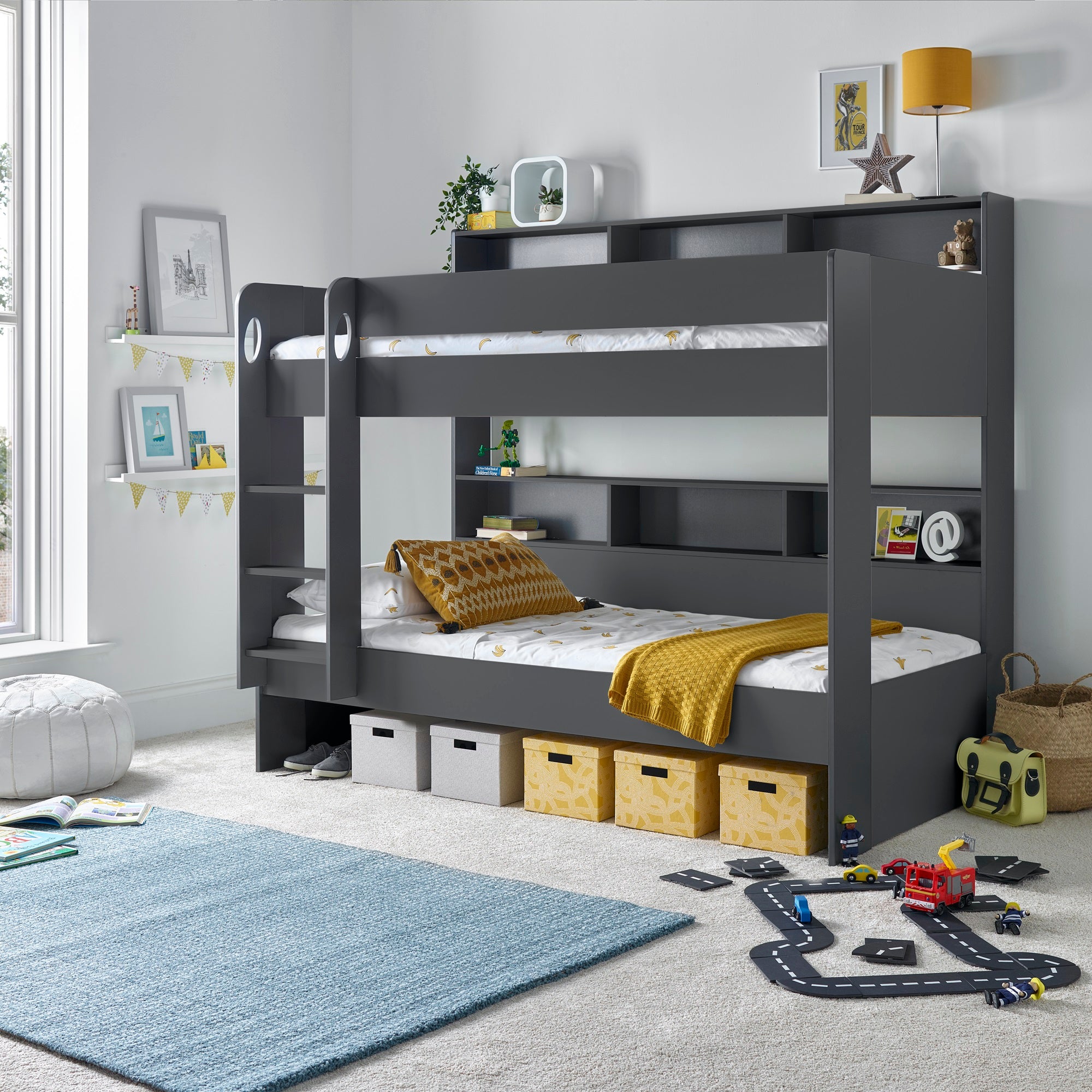Oliver Wooden Storage Bunk Bed Frame - 3ft Single