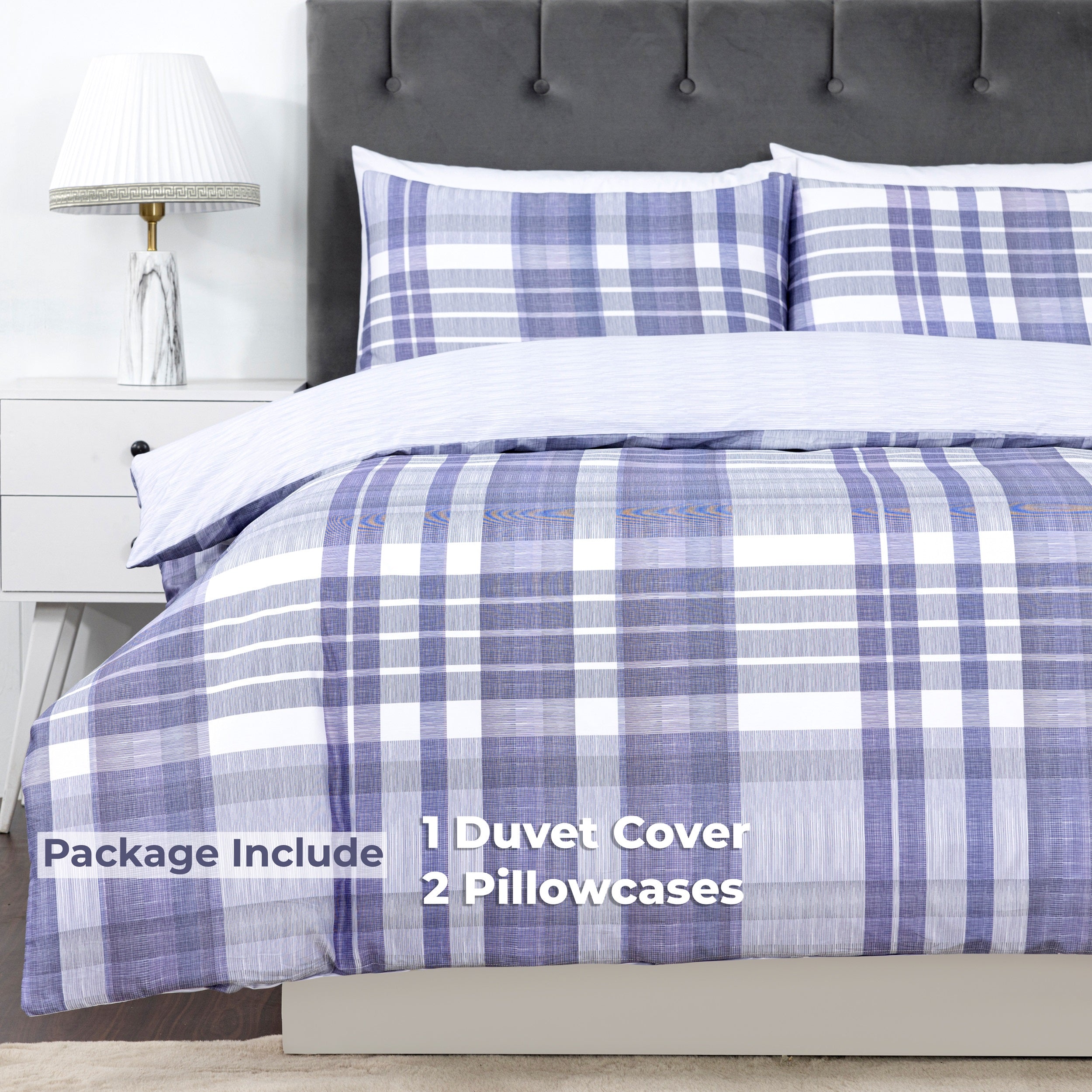 100% Cotton Sateen Printed Duvet Cover Set - 300 Thread Count Luxury Bedding - Ultra Soft & Breathable - 16871