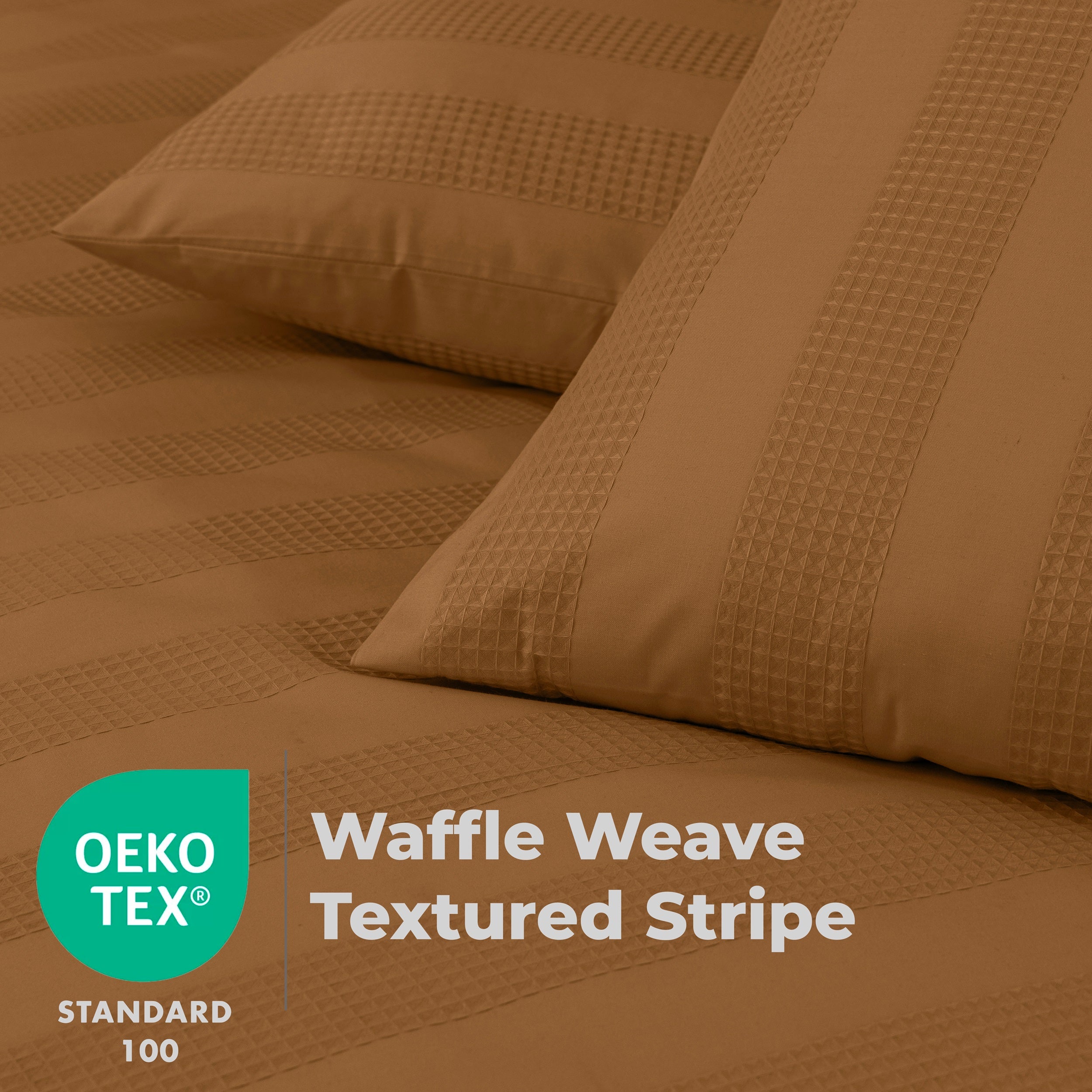 Luxury Waffle Stripe Duvet Cover Set - Soft Polycotton Blend with Button Closure - Stylish & Breathable Bedding in Trendy Colours