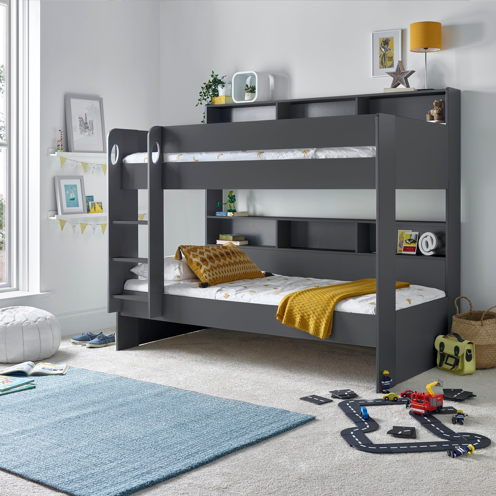 Oliver Wooden Storage Bunk Bed Frame - 3ft Single