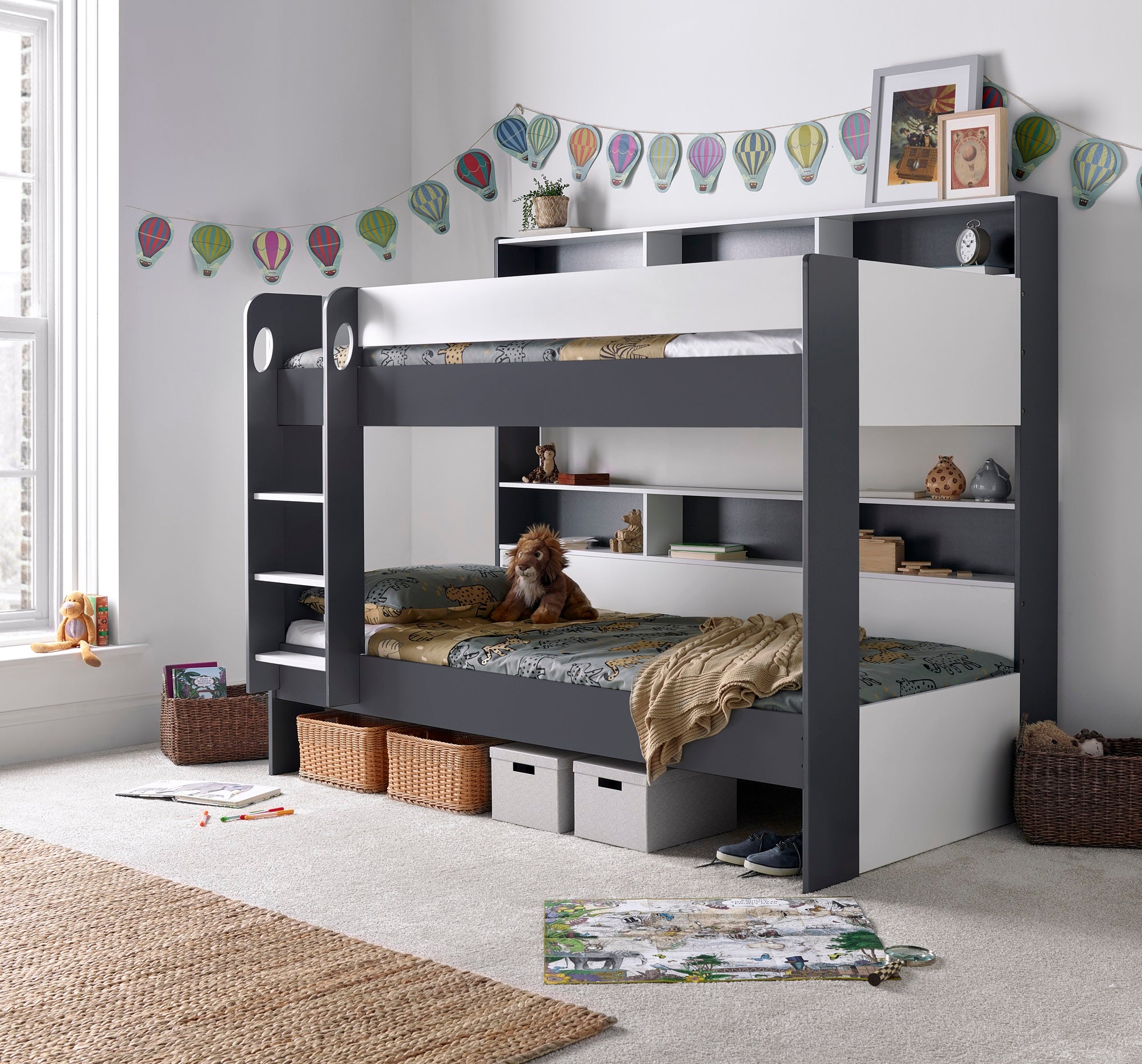 Oliver Wooden Storage Bunk Bed Frame - 3ft Single