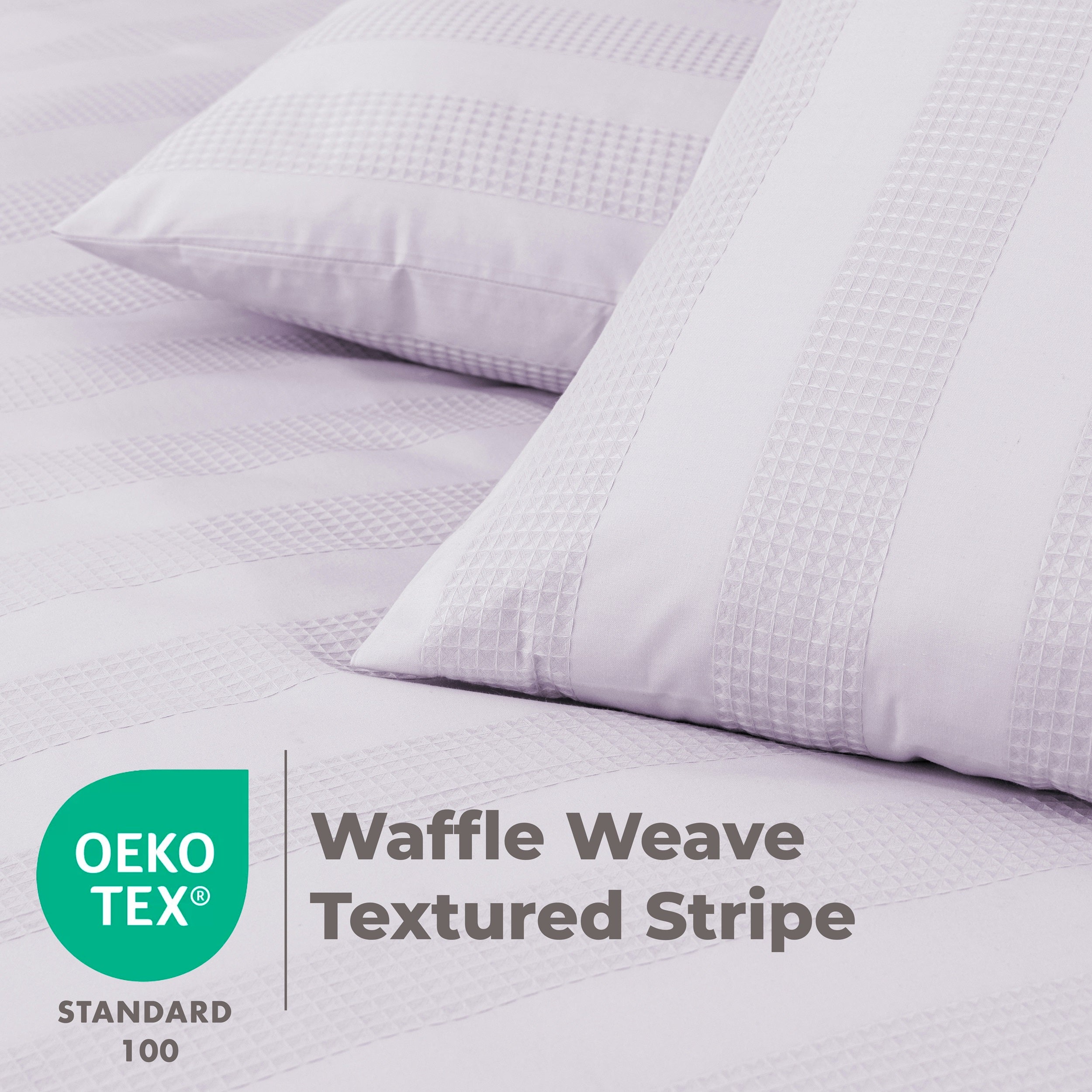 Luxury Waffle Stripe Duvet Cover Set - Soft Polycotton Blend with Button Closure - Stylish & Breathable Bedding in Trendy Colours