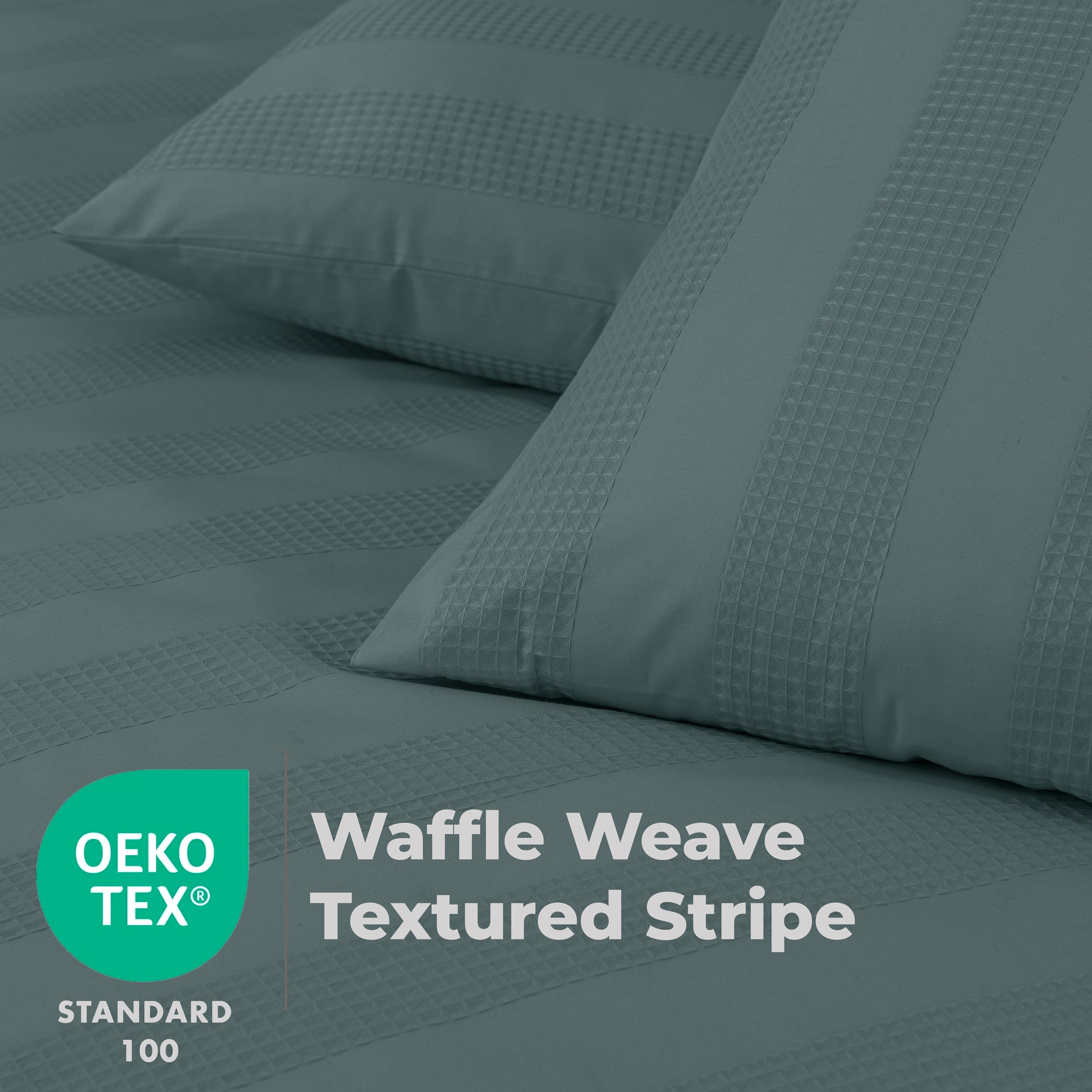 Luxury Waffle Stripe Duvet Cover Set - Soft Polycotton Blend with Button Closure - Stylish & Breathable Bedding in Trendy Colours