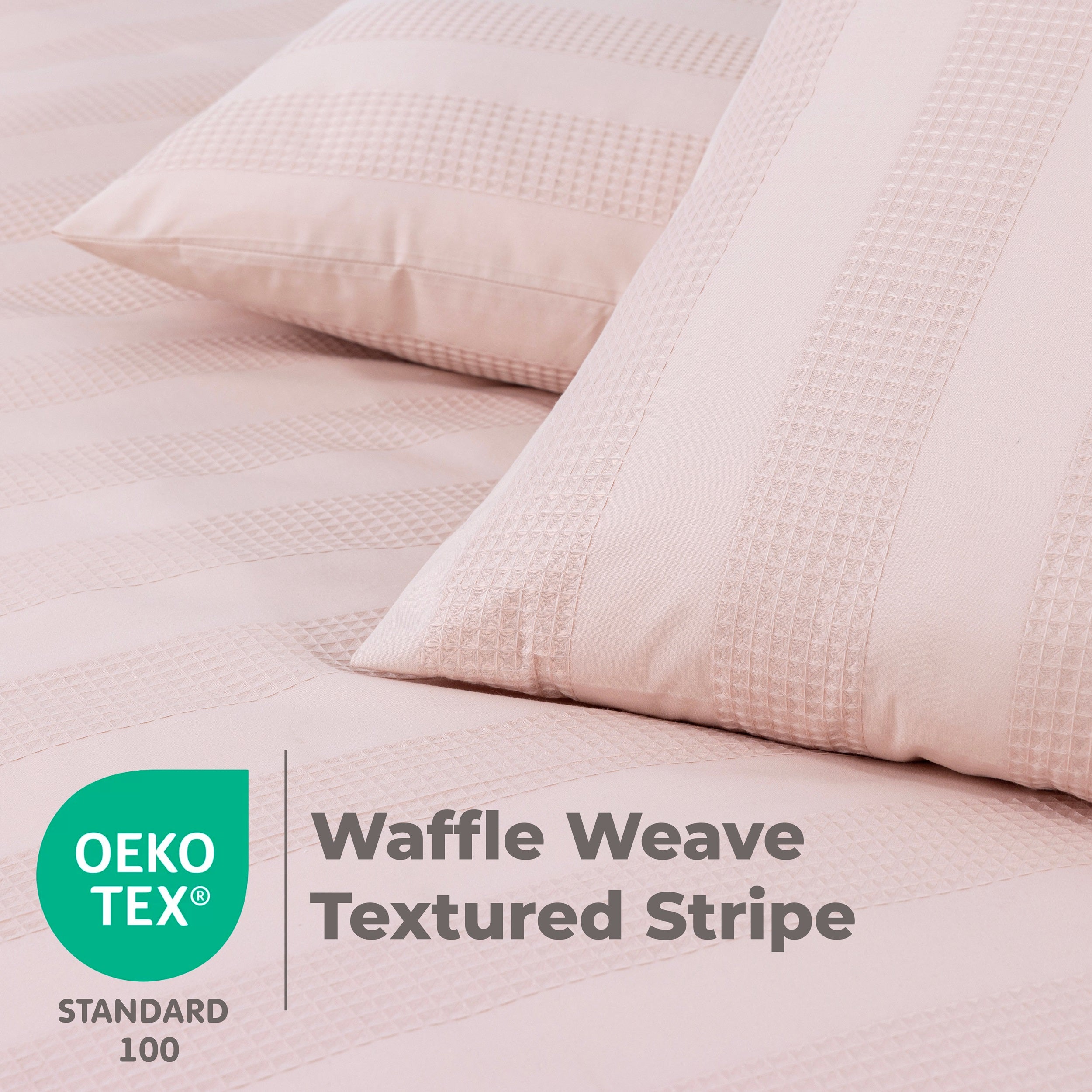 Luxury Waffle Stripe Duvet Cover Set - Soft Polycotton Blend with Button Closure - Stylish & Breathable Bedding in Trendy Colours
