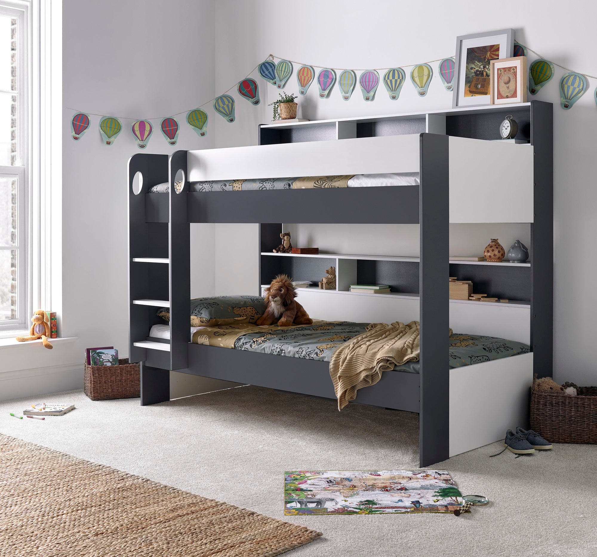 Oliver Wooden Storage Bunk Bed Frame - 3ft Single