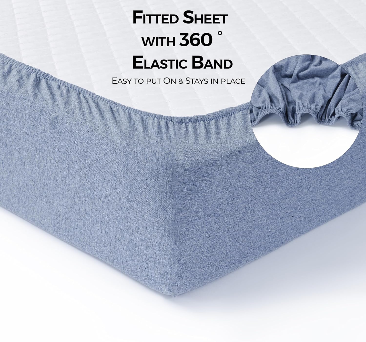 100% Cotton Jersey Fitted Cot Sheet Pack of 2 - Denim Blue & Sky Blue - Soft & Breathable Baby Bedding – Fits 140x70cm & 120x60cm Cots