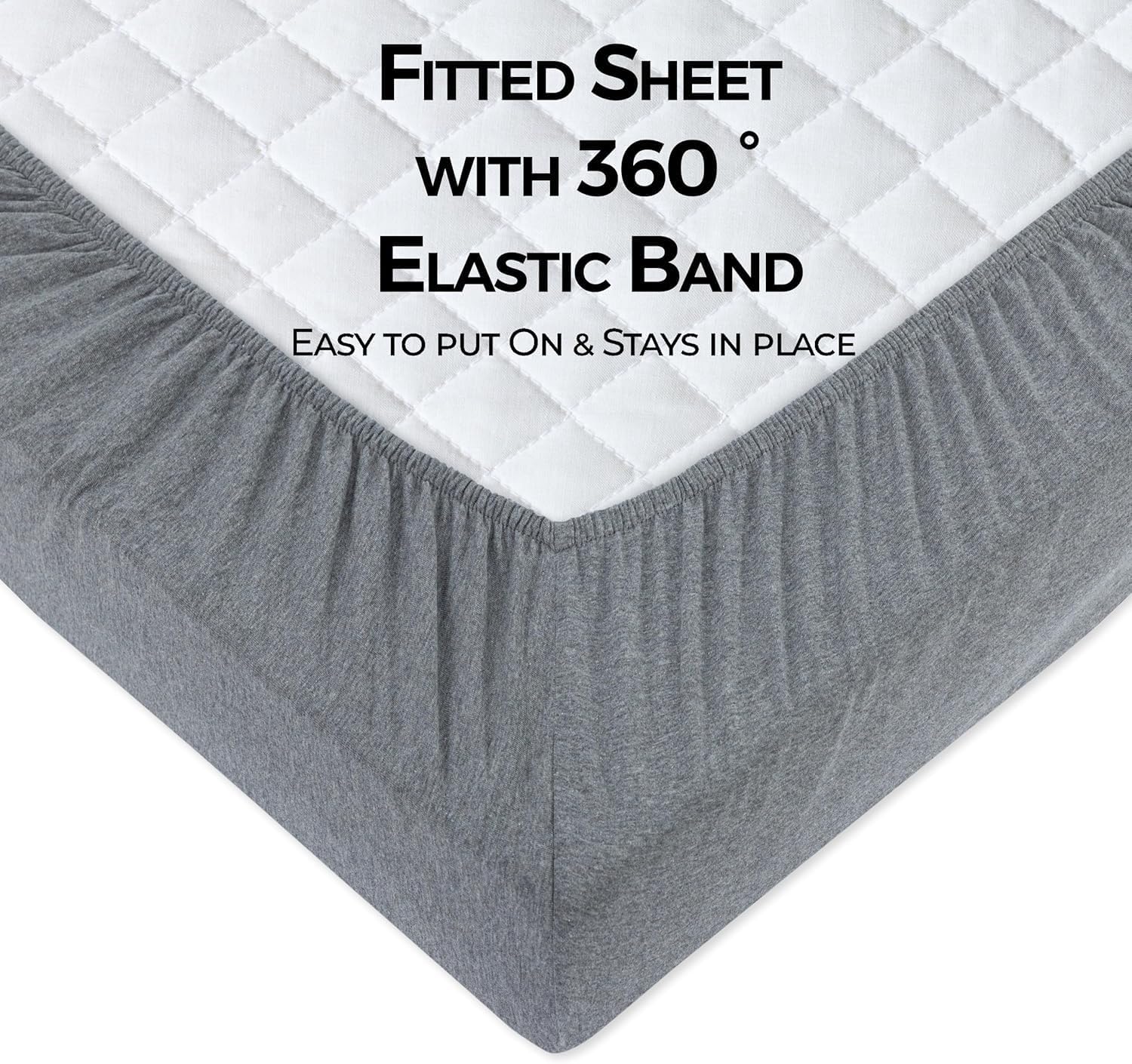 100% Cotton Jersey Fitted Cot Sheet Pack of 2 - Grey & Silver Grey - Soft & Breathable Baby Bedding - Fits 140x70cm & 120x60cm Cots