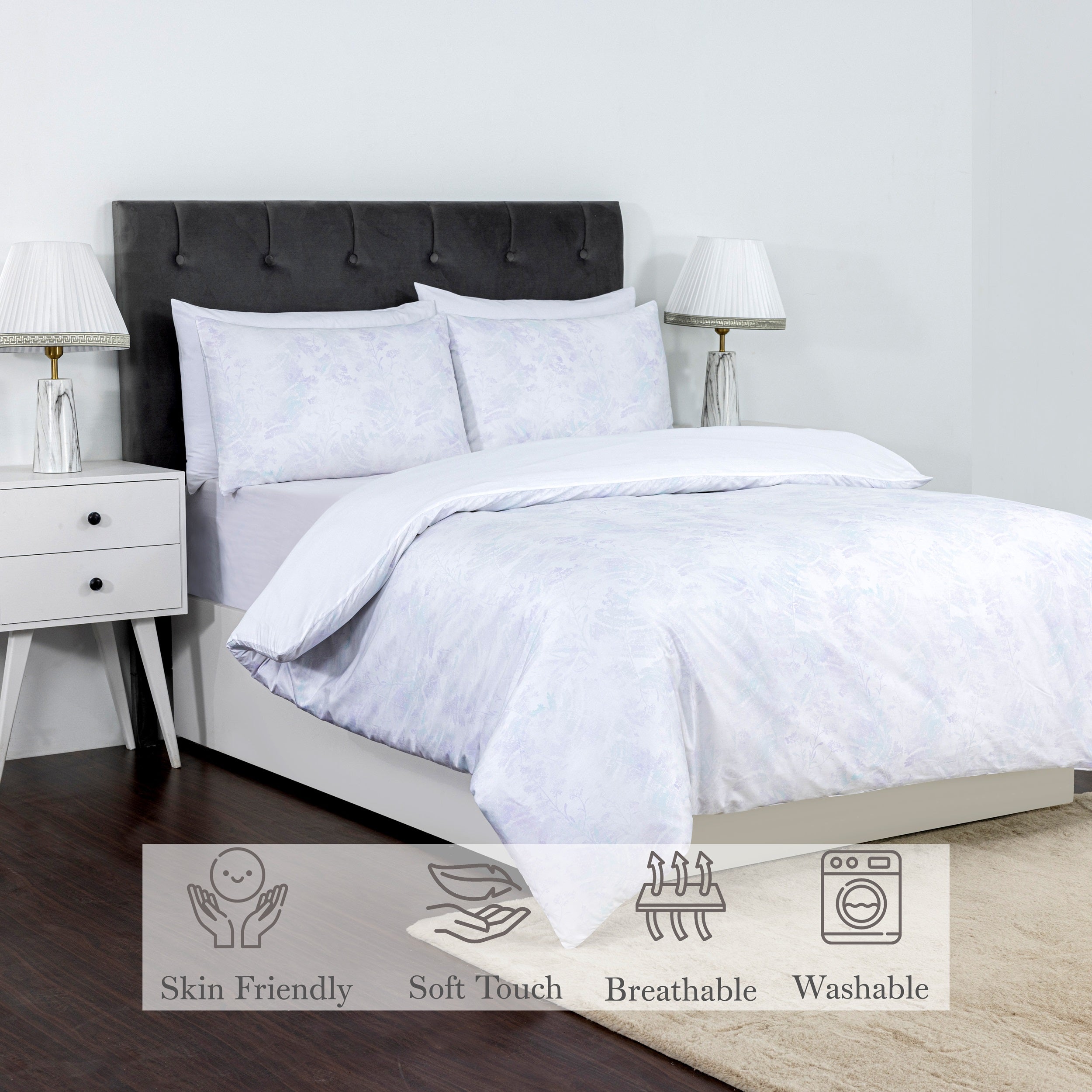 100% Cotton Sateen Printed Duvet Cover Set - 300 Thread Count Luxury Bedding - Ultra Soft & Breathable - 18513