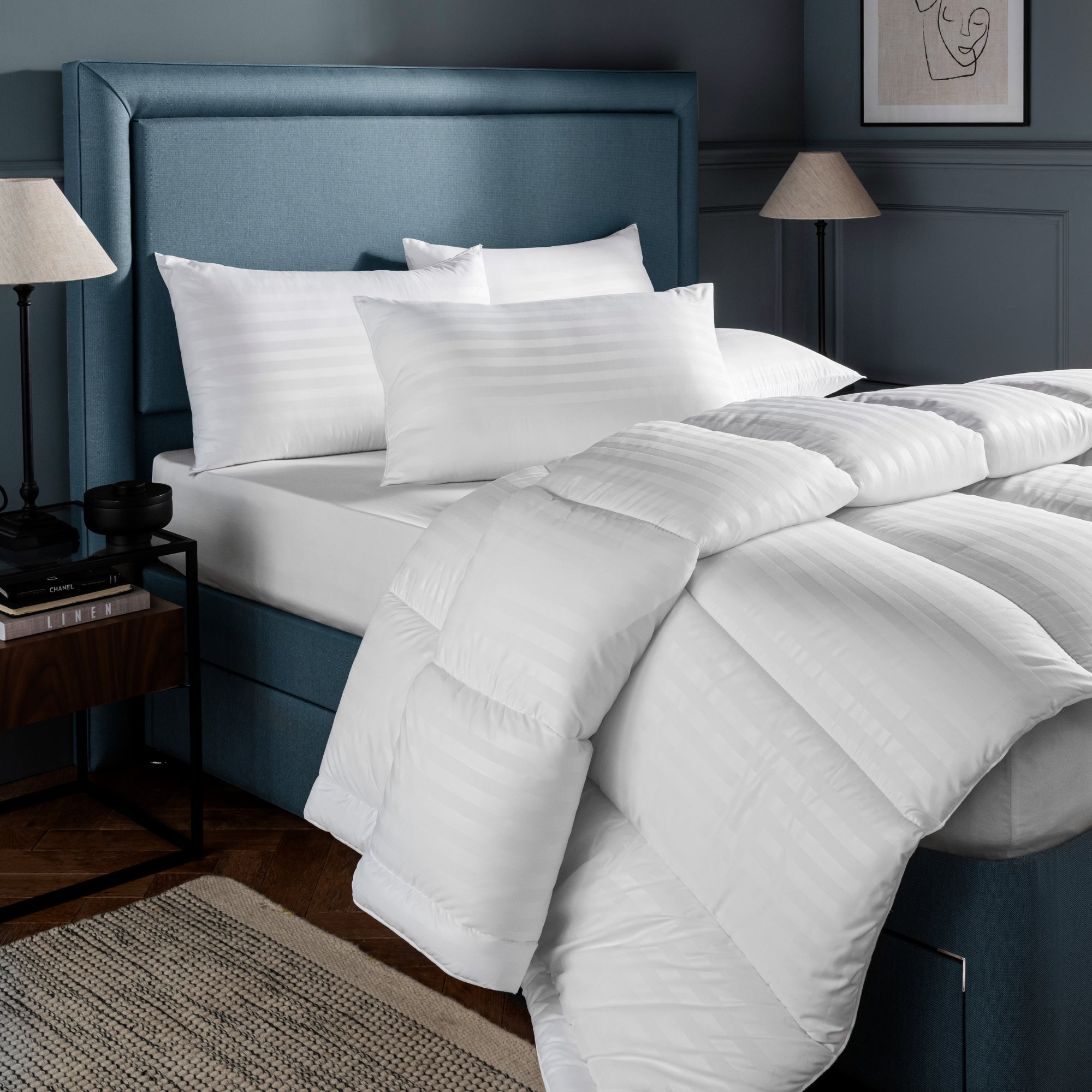 Better Bedding Striped Duvet & Pillow Set – Lightweight, Breathable, Hypoallergenic – Available in All Togs & UK Sizes