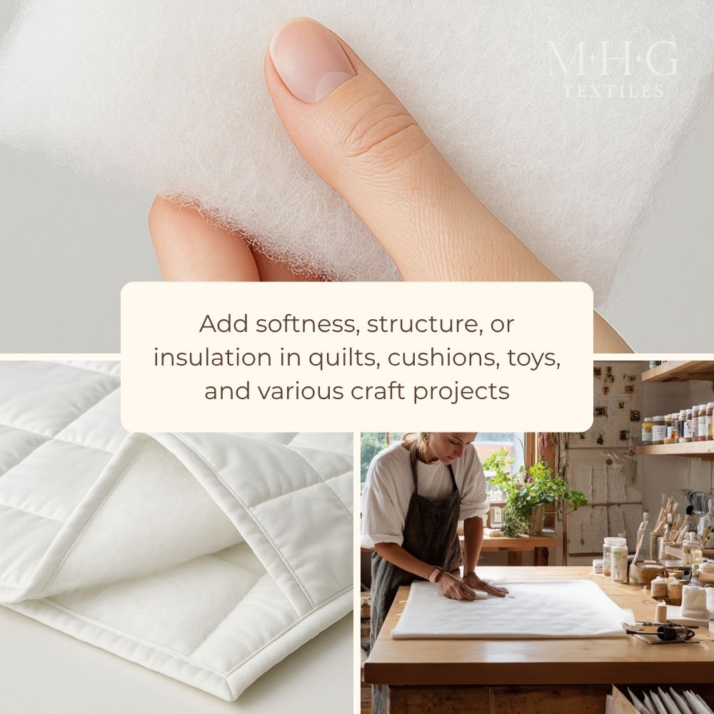 MHG Textiles Premium Wadding Roll –  270gsm/8oz, 27" Wide x 10 Meters , Polyester Padding for Quilting, Crafts, Upholstery & Sewing – Soft, Durable & Eco-Friendly