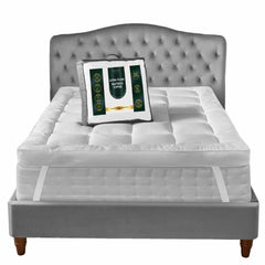 Hotel Quality 5cm Thick Microfibre Mattress Topper - 650GSM Hollowfibre Fill, Anti-Allergenic, Box-Stitched Design, Elasticated Straps for Secure Fit