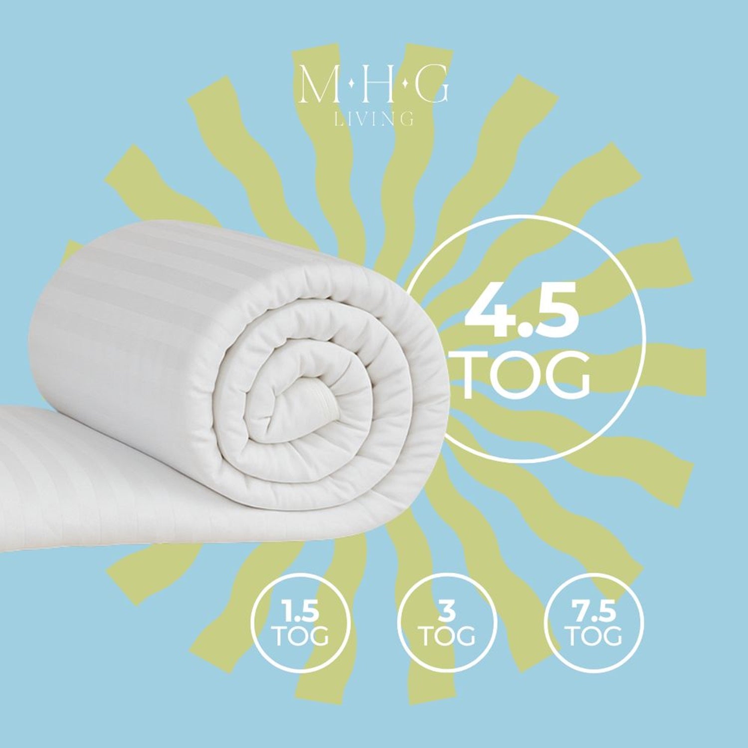 Luxury 4.5 Tog Summer Duvet - Lightweight, Breathable & Hypoallergenic Satin Stripe Quilt