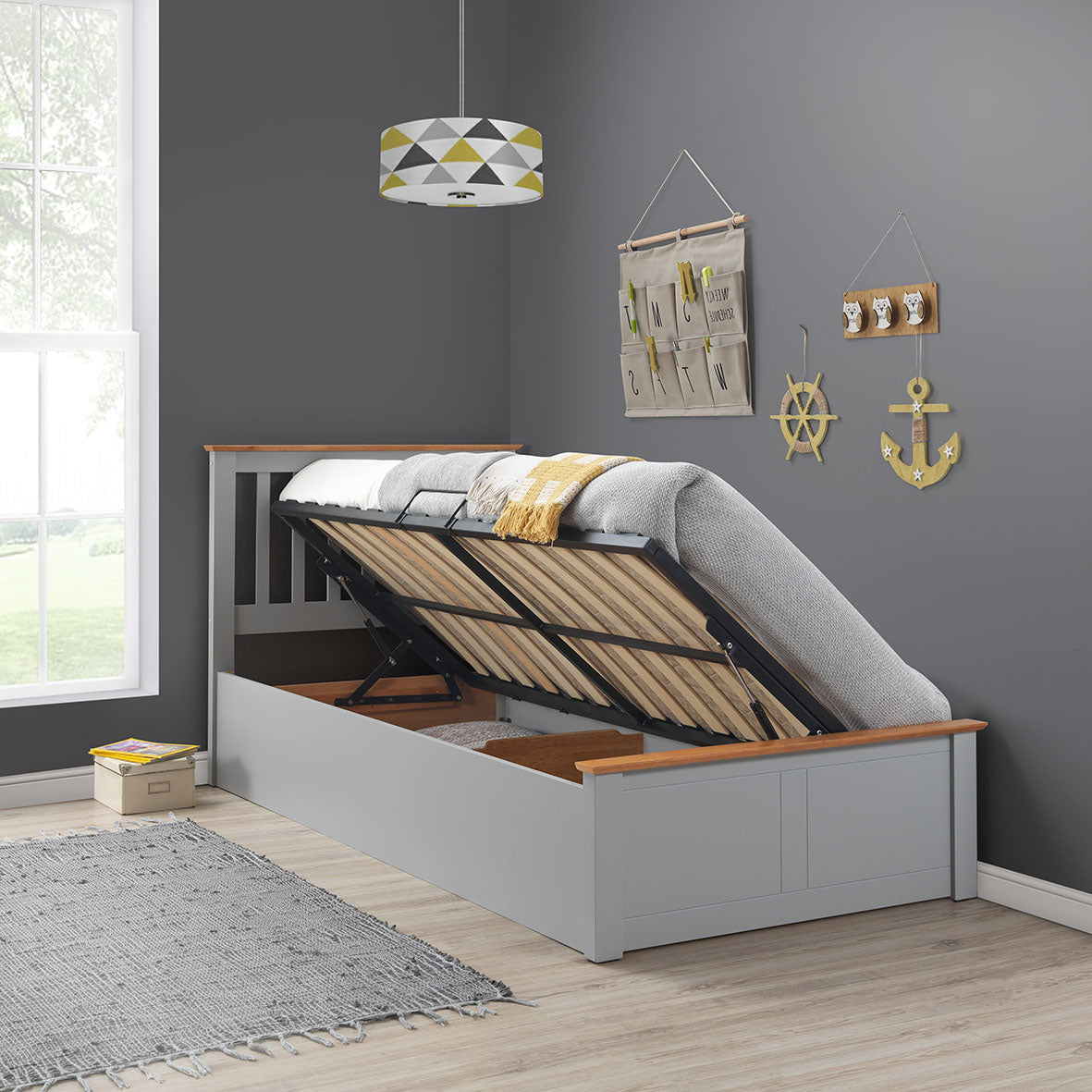Francis Wooden Ottoman Storage Bed Frame - 3ft Single