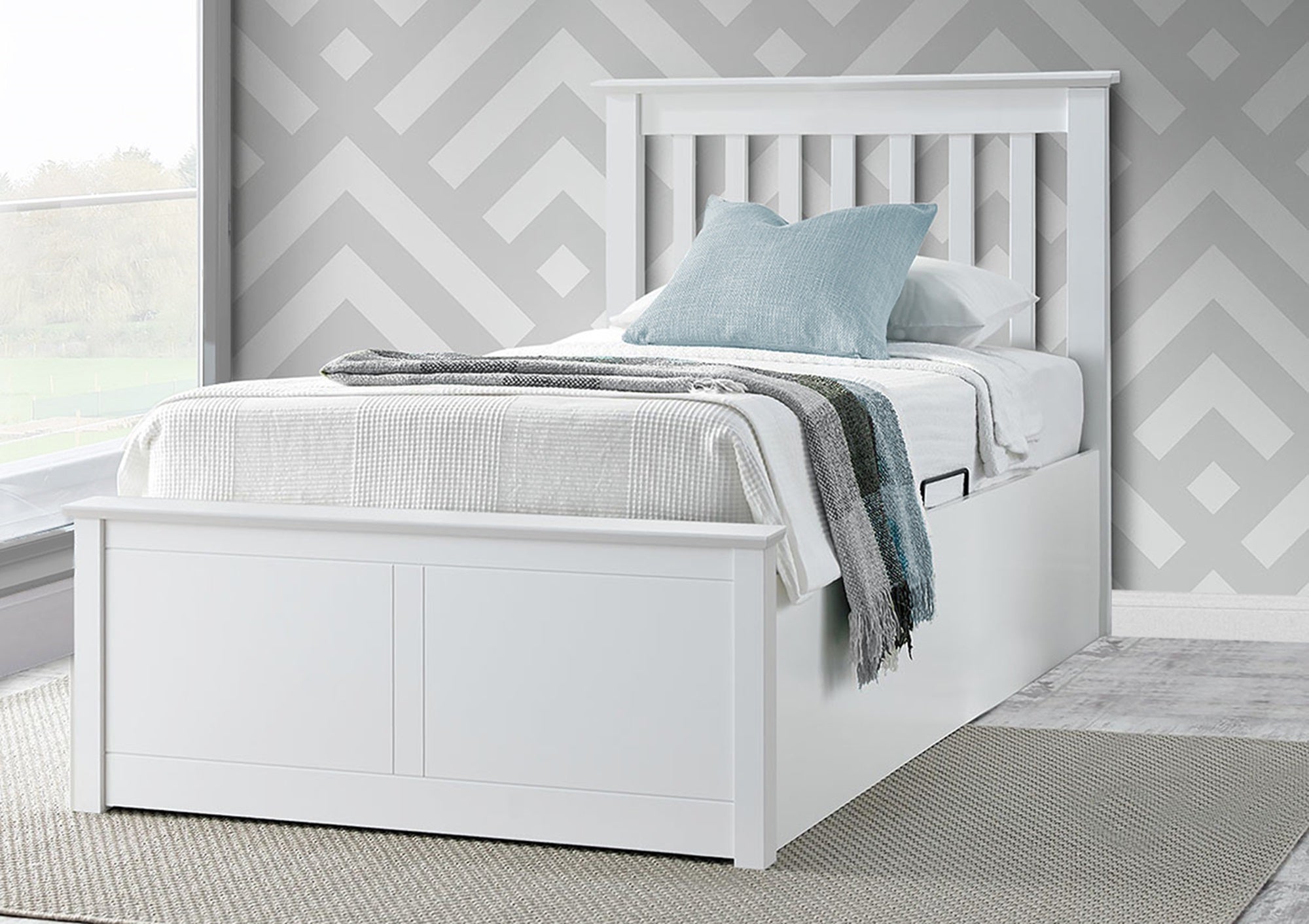 Francis Wooden Ottoman Storage Bed Frame - 3ft Single